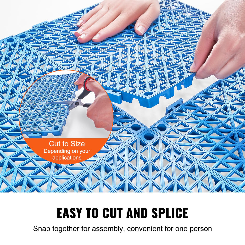 Interlocking Tiles 55 PCS Blue, Drainage Tile 12x12x0.5 Inches, Outdoor Floor Interlocking Deck Tile, Flooring for