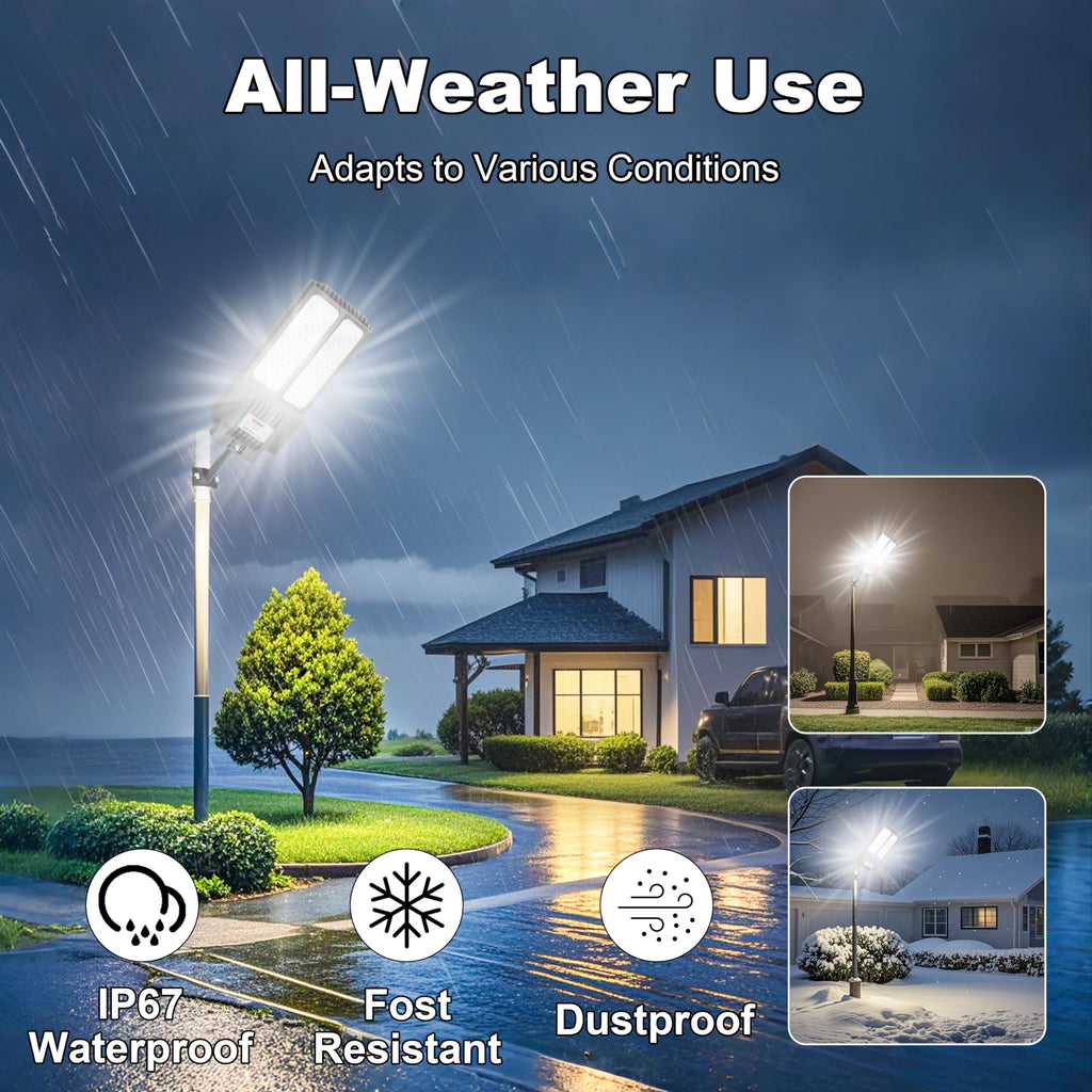 2025 New Solar Street Light, Solar Street Lights Outdoor Waterproof Dusk to Dawn 7000K LED Security Flood Light with