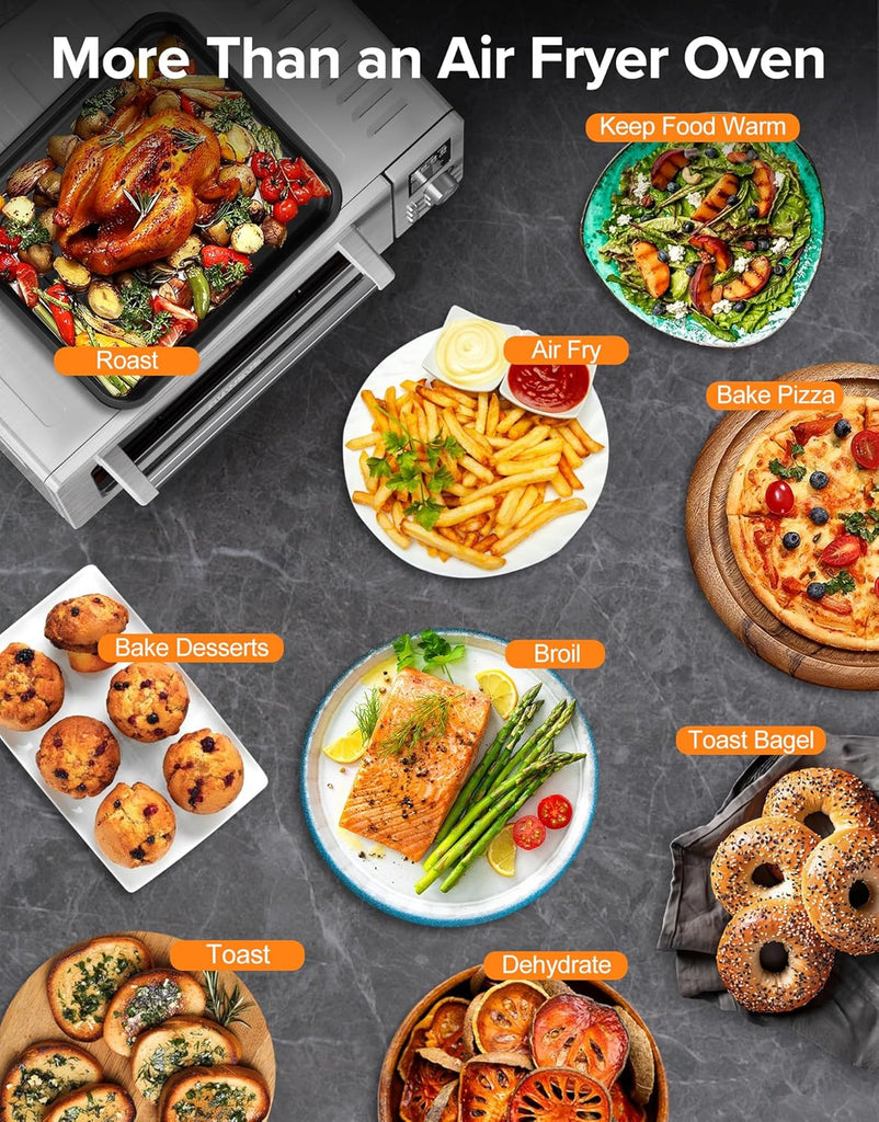 Bravo Pro Smart 21QT Toaster Oven Air Fryer Combo, Convection Oven Countertop, 10 functions all in 1, with even &