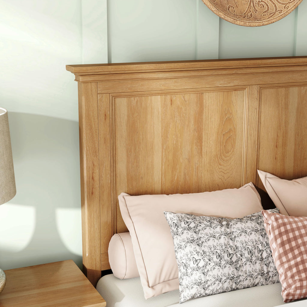 Yardley Farmhouse Solid Wood -Size Bed with Plank Headboard, Wooden Bedframe, Box Spring Required, Guest Room