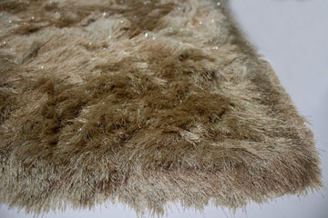 Shimmer Shag Area Rug with Metallic Fiber Accents, Thick Plush Polyester Rug with Canvas Backing, Modern Home Decor