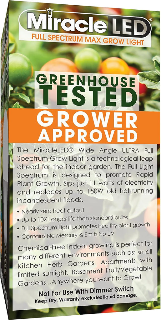 MiracleLED 604594 Multi-Plant Full Spectrum Grow Light Bulb, Single Pack, White 150W