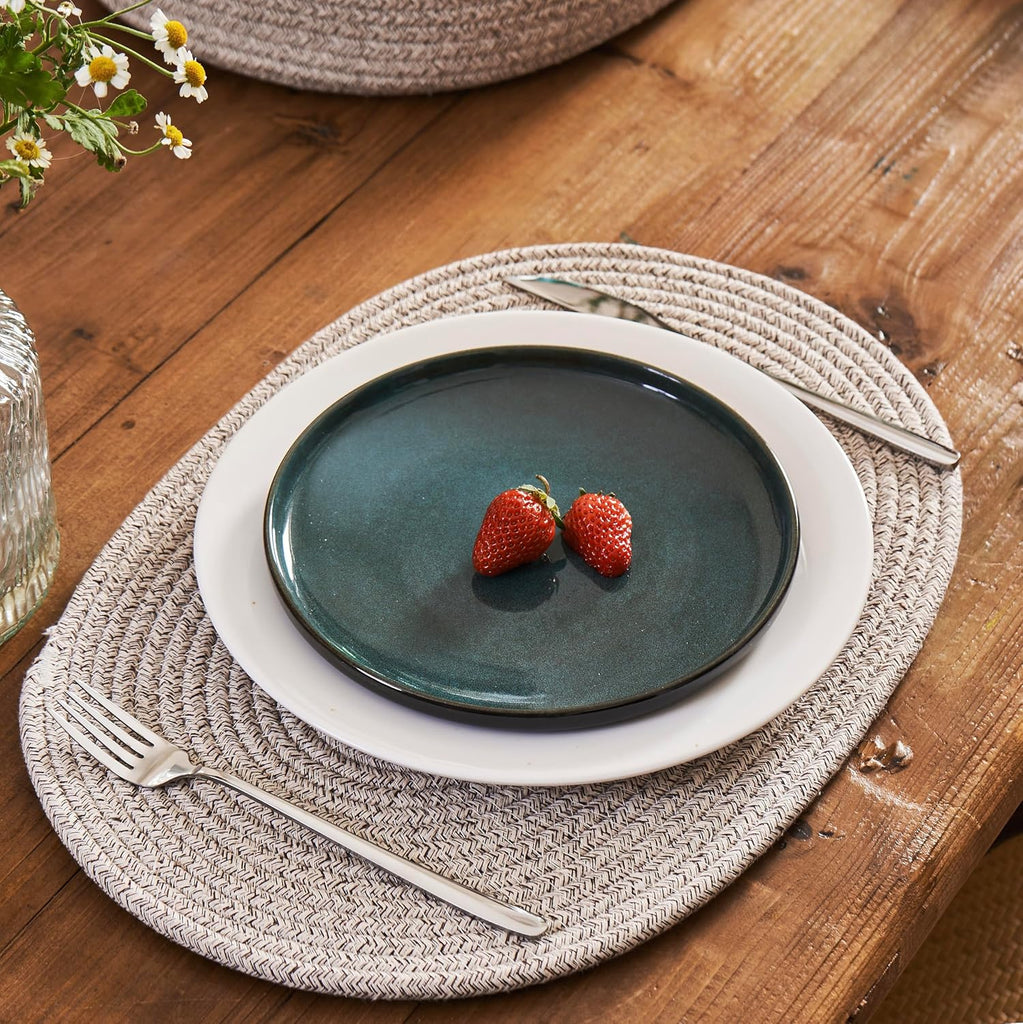 Oval Cotton Rope Placemat Set (7, Taupe Mix) - Set of 7