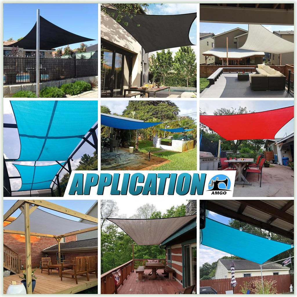 14' x 20' Blue Rectangle Sun Shade Sail Canopy Awning UPF50+ AGTAPR1420, 95% UV Blockage, Water & Air Permeable