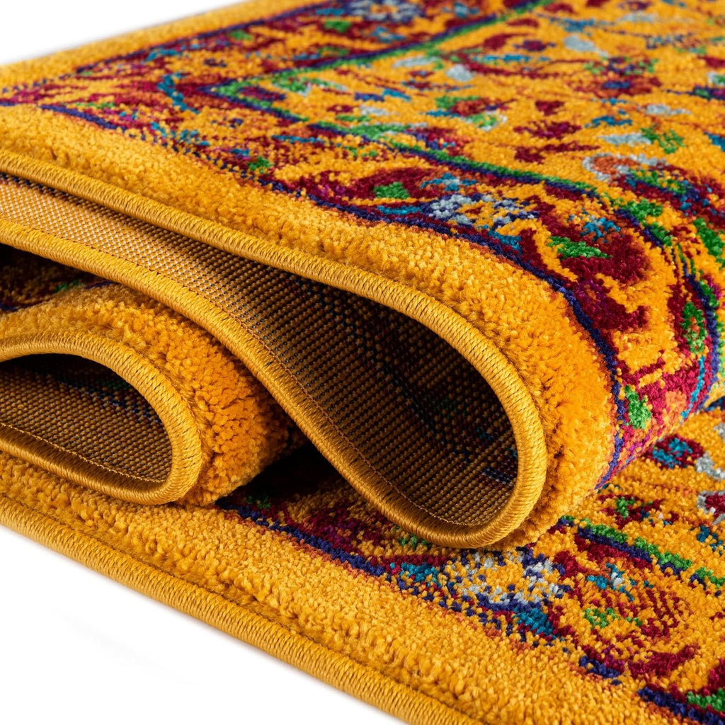 Calypso Rug - 7' 10 x 10' Yellow Area Rug - Stain-Resistant Botanical Design
