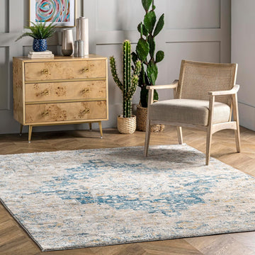 Diana Blue Medallion Power Loomed Area Rug