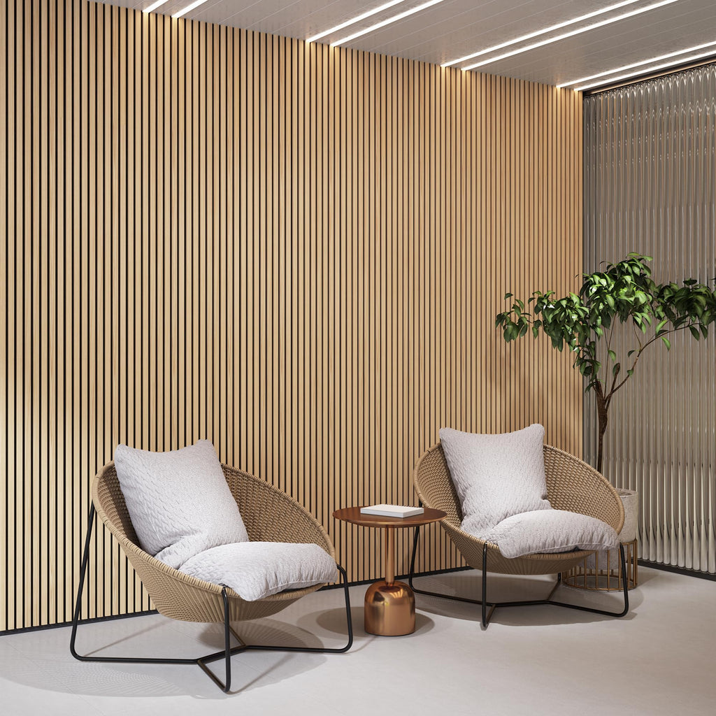 2 Pack Acoustic Solid Wood Wall Panels, 94.49" x 12.6" Soundproof Wall Panels, Wood Slat Wall Panels for Wall Decor