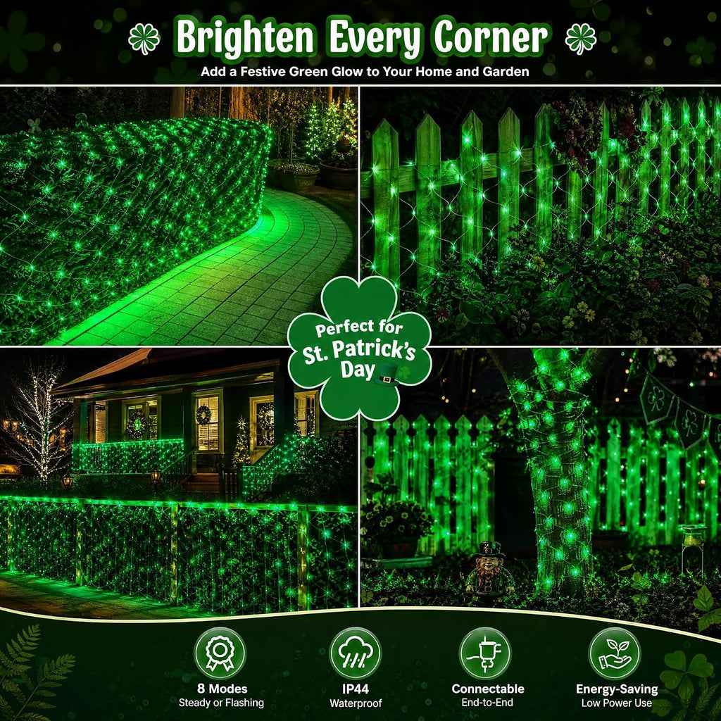 Bright Christmas Net Lights, 360 LED 12FT x 5 FT Transparent Wire Waterproof Connectable String Lights with 8 Modes
