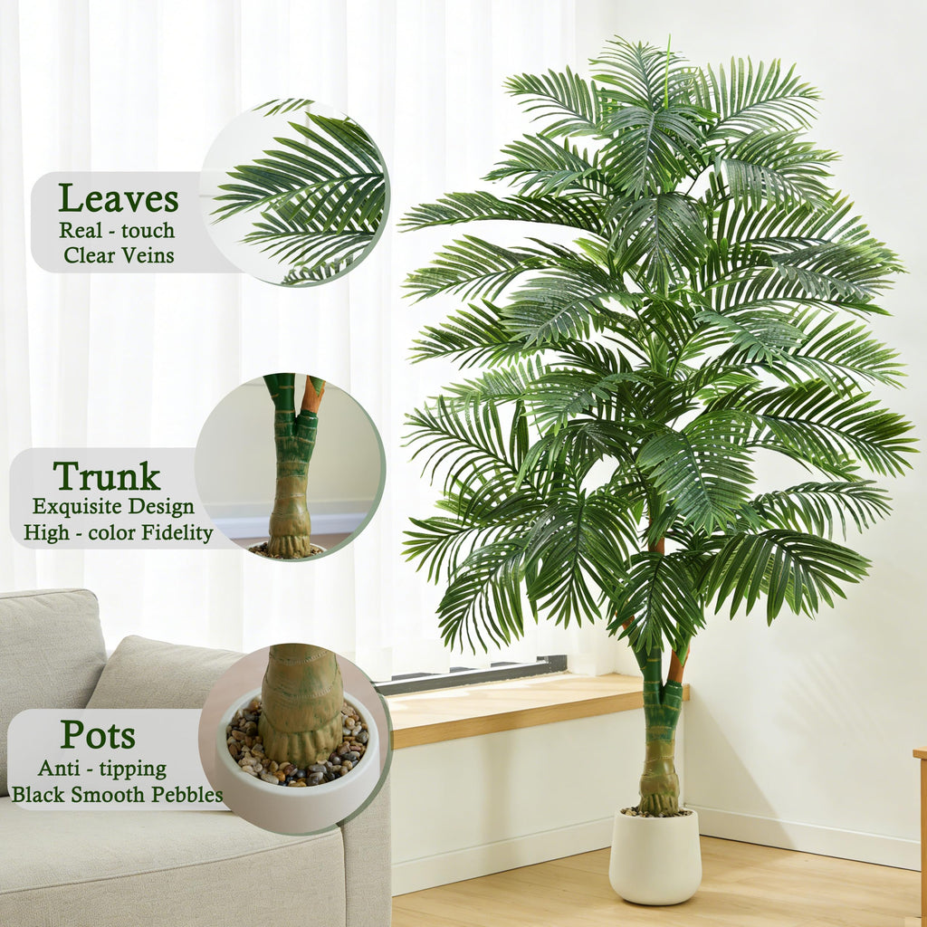 Artificial Golden Cane Palm Tree 7FT, Tropical Large Fake Plants