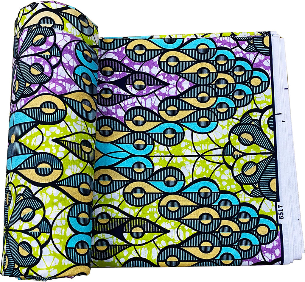 African Print Fabric, Polyester Material, Abstract Pattern, 3 Yard x 45 Inch
