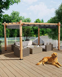 10x13 Ft Outdoor Pergola with Retractable Canopy Upgraded Wood Grain Patio Pergola for Modern Backyard Deck