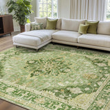 Area Rugs Washable Non-Slip, Floral Vintage Distress Print Pattern Medallion Carpet for Living Room Bedroom