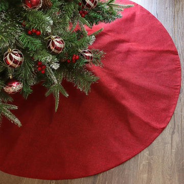 Christmas Tree Skirt, 60 inches Extra Large Burgundy Burlap Tree Skirt, Red Rustic Tree Skirts for Xmas Party Home