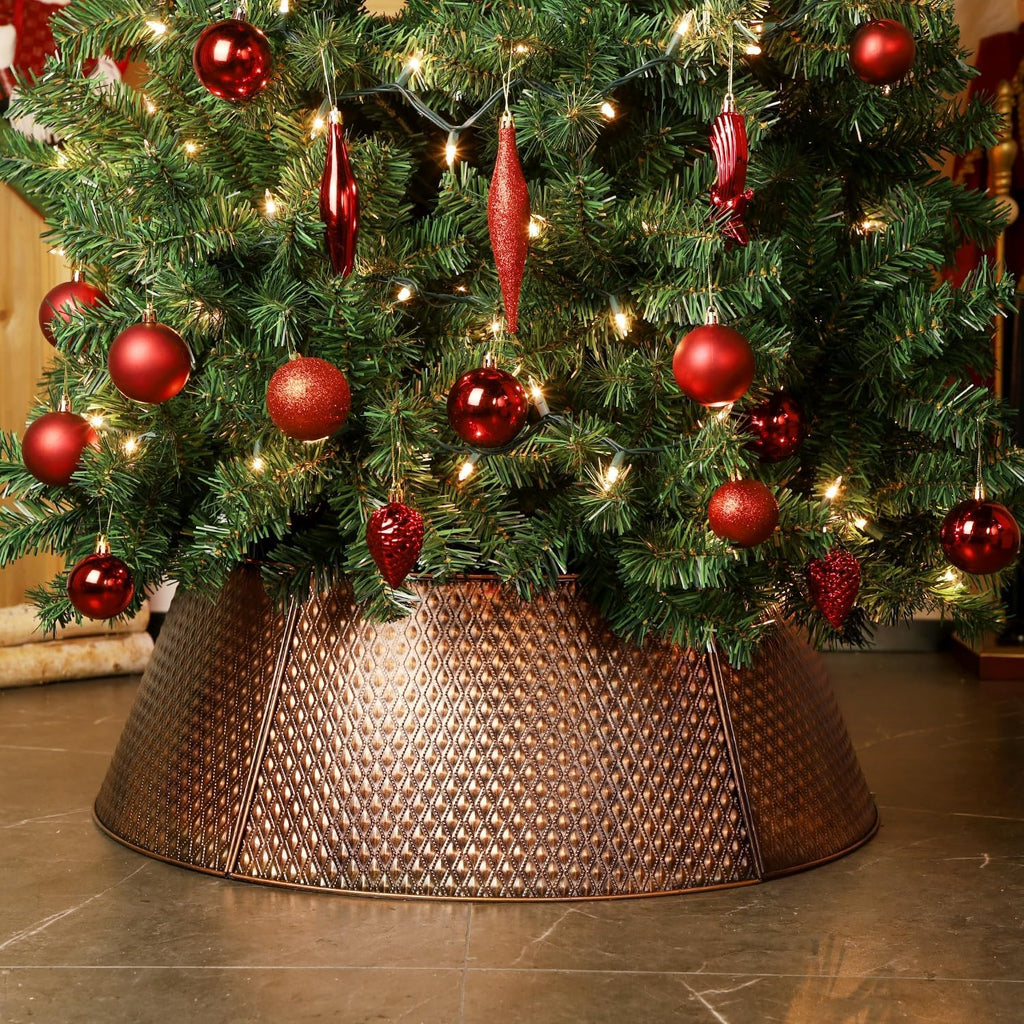 Metal Christmas Tree Collar, 20.8"/27.5" Inner Diameter Ring, Base Cover for Trees Up to 7.5Ft, Skirt Base Stand