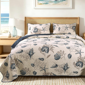 Cotton Quilts, Coastal Quilted Bedding Bedspread Set
