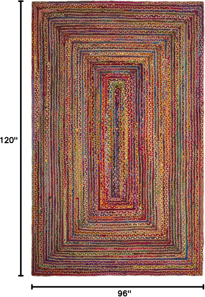 Cape Cod Area Rug, Jute Braided Large Red & Multi CAP202A | 1/4" Pile, Indoor Rug, Handwoven, Braided Jute &