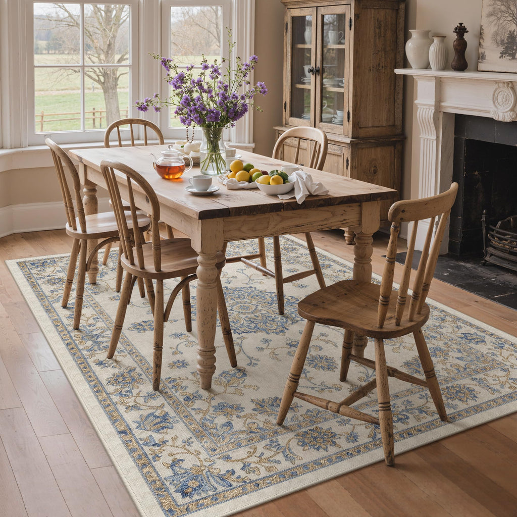 5X7 Area Rug, Washable Boho Medallion Non Slip Thin