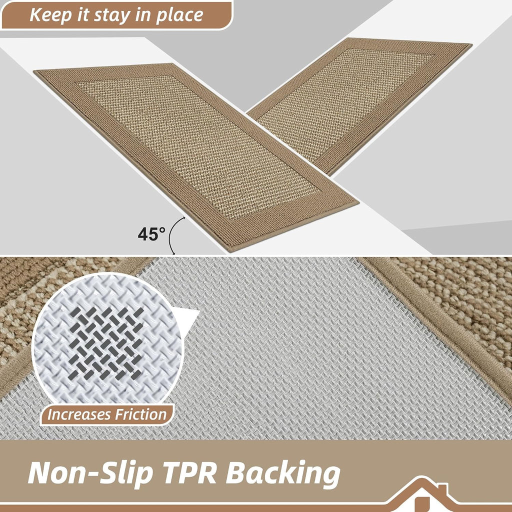 Indoor Door Mat 24" x 36", Dirt Trapper Door Mats, Beige | Non-Slip Entryway Rugs Washable, Trap Dirt Absorbent