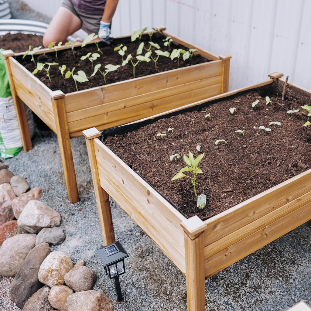 Expressions 48"x34" Raised Garden Bed - Elevated Wood Planter Box for Healthy Plant Growth, 440 lb Capacity - Natural
