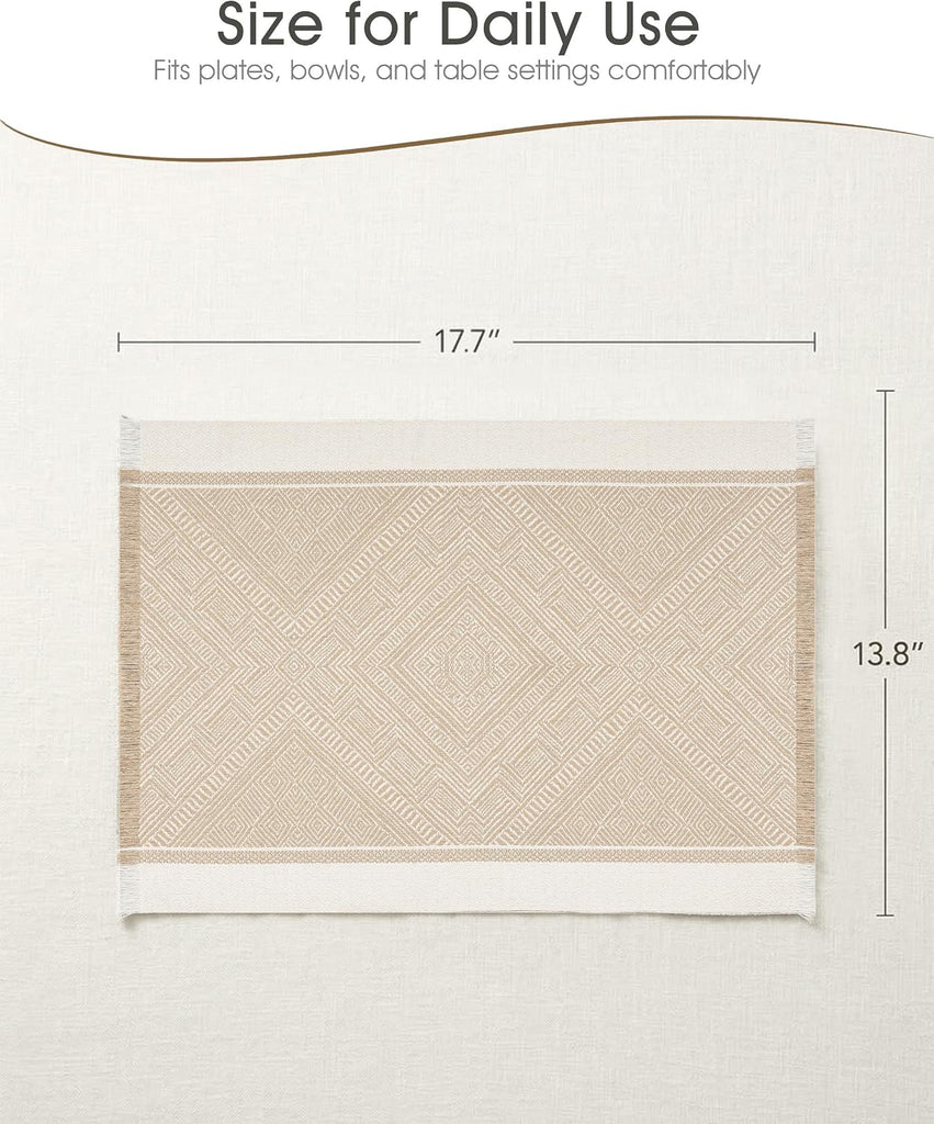 Placemats, 13.8 x 17.7 Inch, Polyester, Jacquard Woven - Set of 6