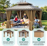 10x10ft Hardtop Gazebo with Nettings and Curtains