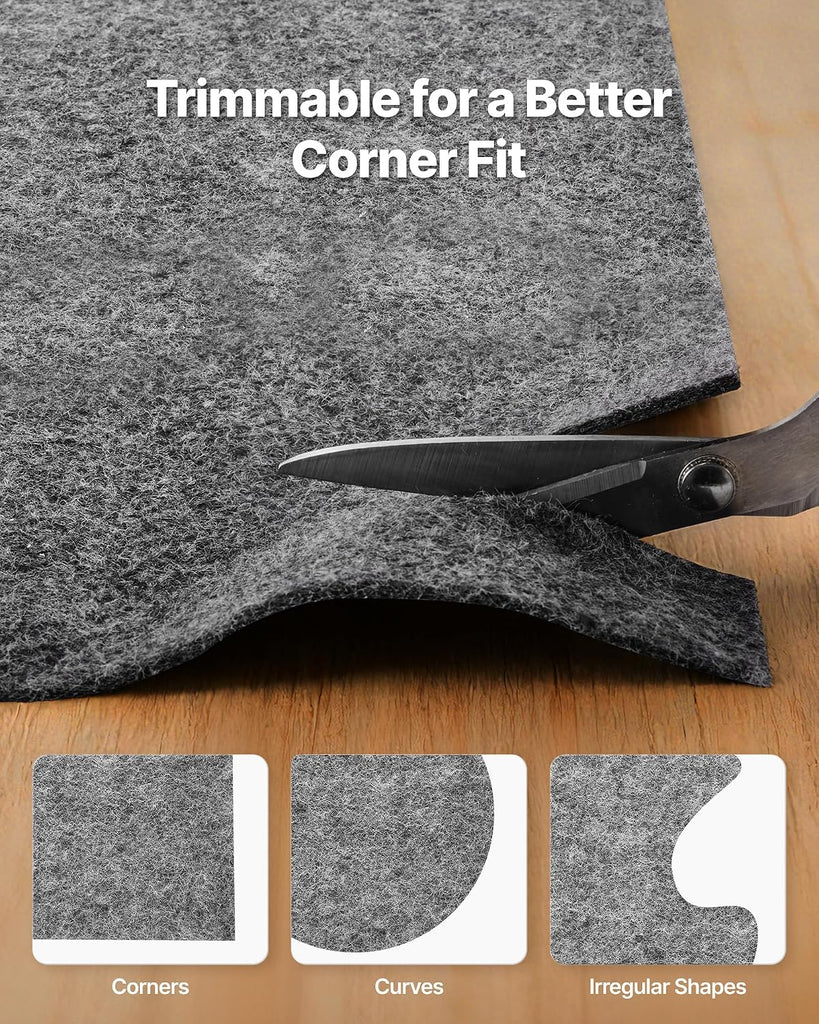 Rug Pad 5 x 7 ft, Non-Slip Carpet Area Pad 0.12inch Rug Mat Padding with Dual Surface Felt Cushion & Rubber Gripper