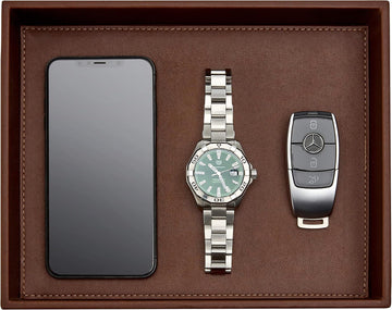 Valet Tray for Men - Nightstand Organizer EDC Tray for Wallet and Keys - Bedside Dresser Catch All Dump Key Bowl