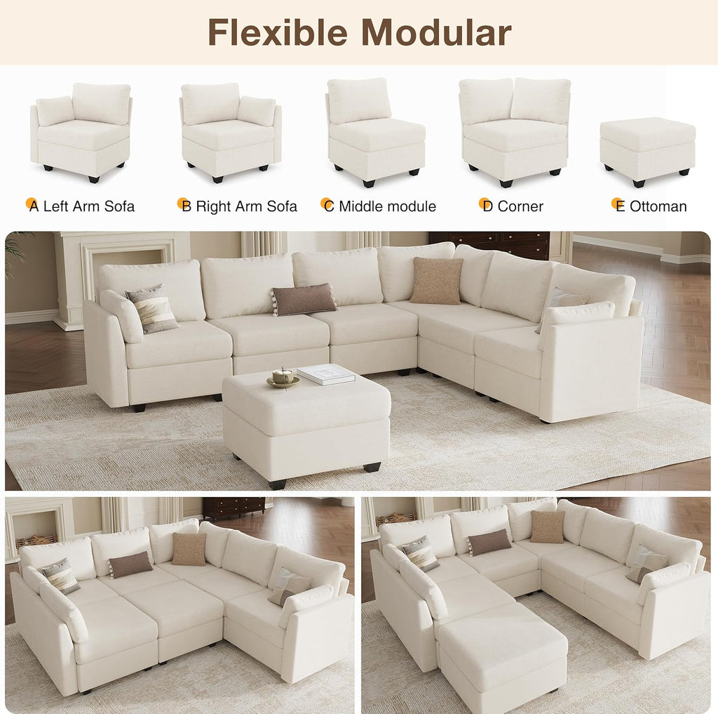 Modular Sectional Sofa Couches, Large Convertible Modular Couches with Storage