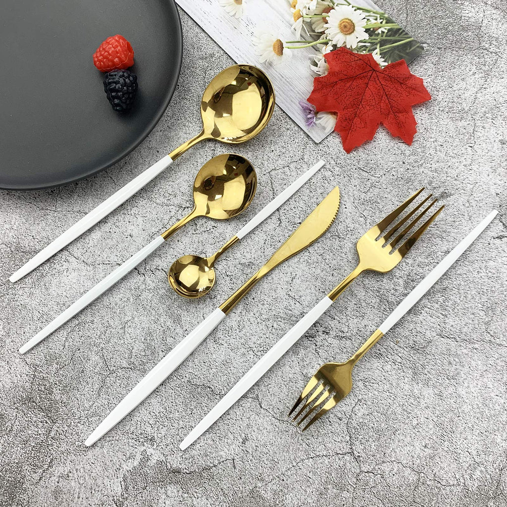 18/10 Silver Silverware Set Stainless Steel Flatware Utensils Set Gold Cutlery Set| 36-Piece Modern Cubiertos