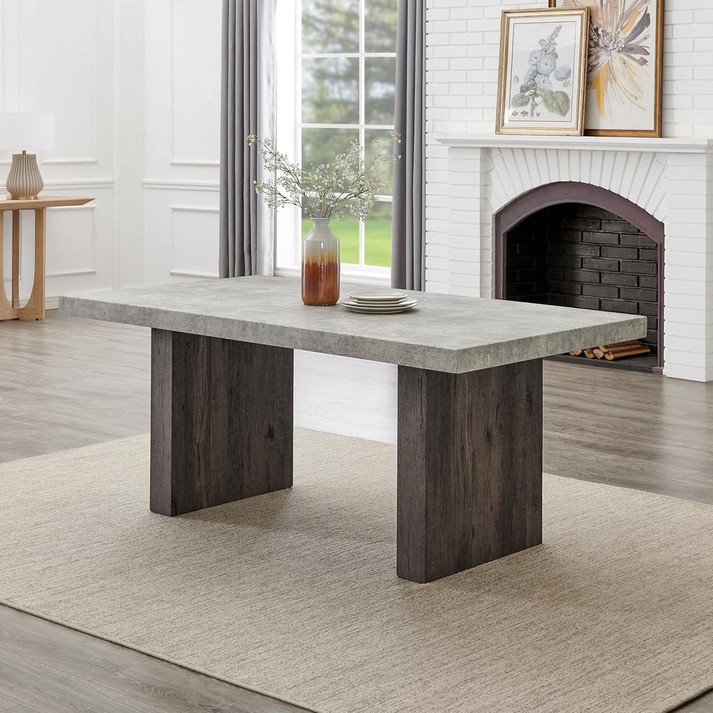 Sorlen Modern 72" Dining Table with 3D Faux Concrete Top