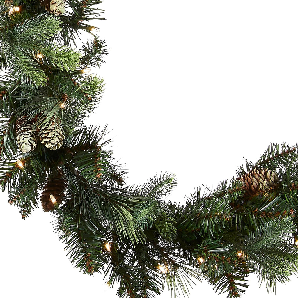 Tree Company 9ft Pre-Lit Carolina Pine Christmas Garland | 100 Clear Lights, 240 Tips, Artificial Christmas