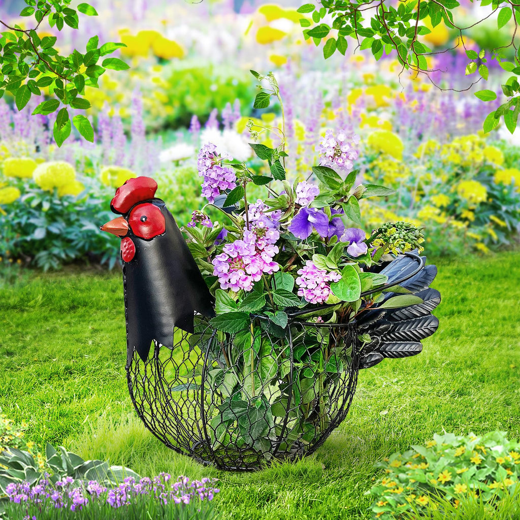 Chicken Egg Collecting Basket, Metal Wire Eggs Holder Bowl with Handle