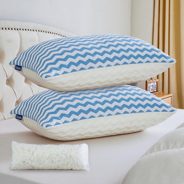 Pillows Queen Size Set of 2- Adjustable Firm Shredded Memory Foam Pillows - Side Sleeper Bed Pillows for Adults with