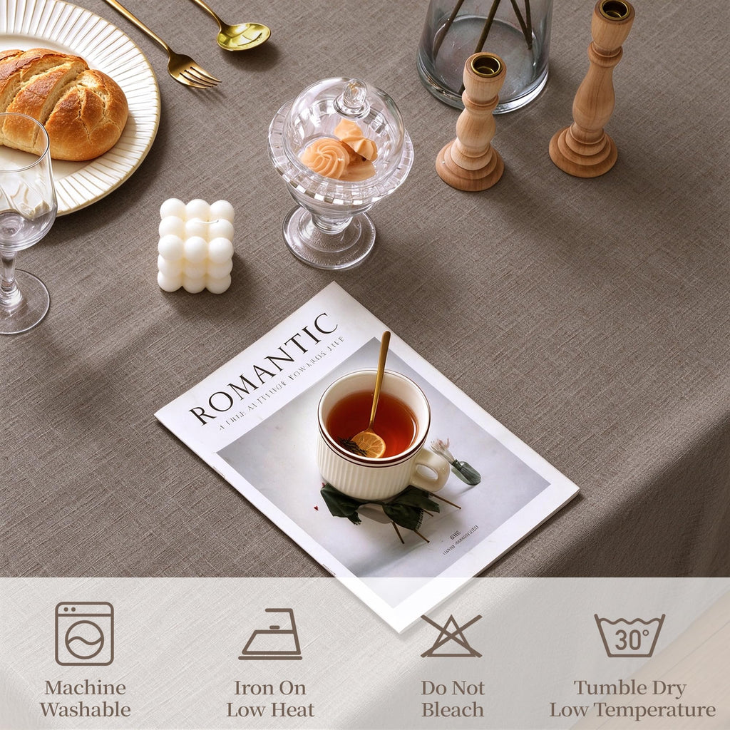 Table Cloth Rectangle Linen Waterproof Textured Coffee Tablecloth, Washable Wrinkle Free Spill Proof Fabric