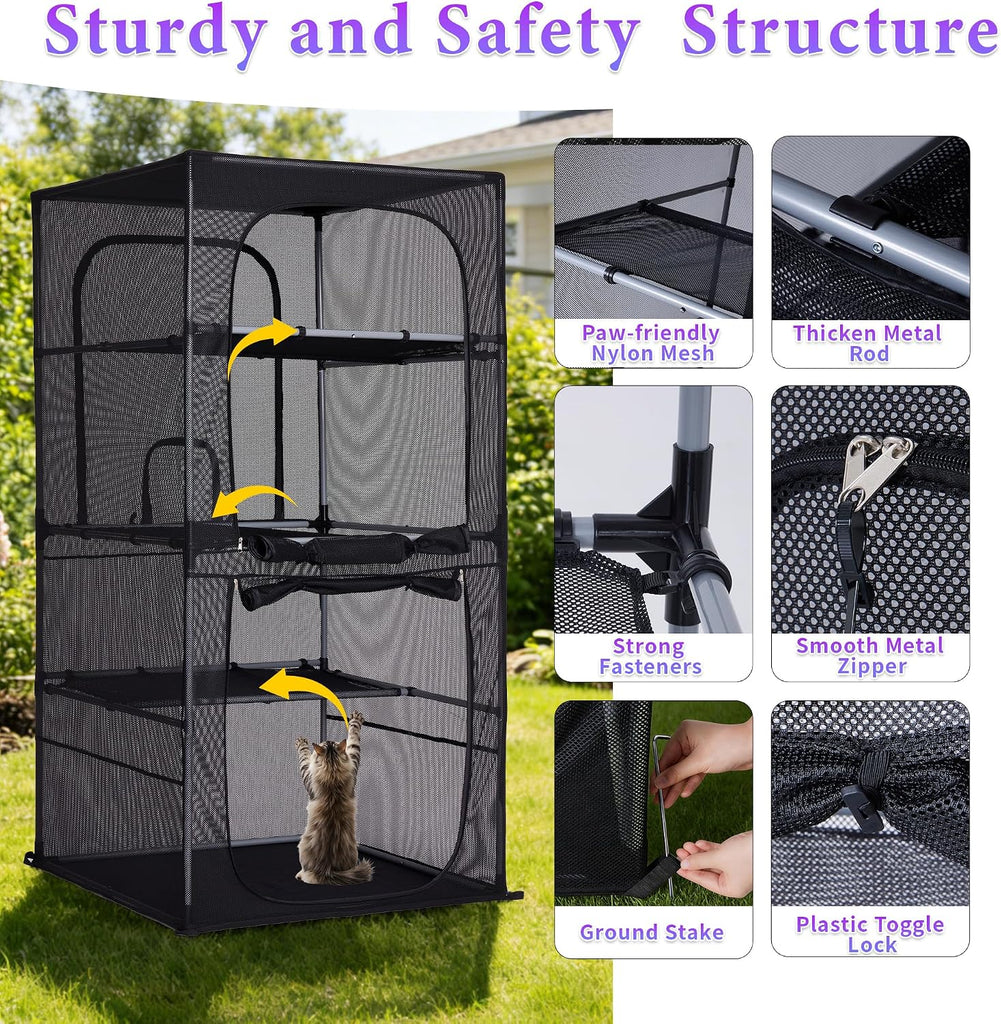 Catio Outdoor Cat Enclosure Window 61.4" H Large Cat Cage
