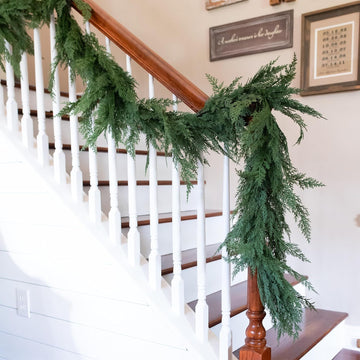 Real Touch Cedar Garland Artificial Realistic, Faux Cedar Garland Realistic, Realistic Christmas Garland for Mantle