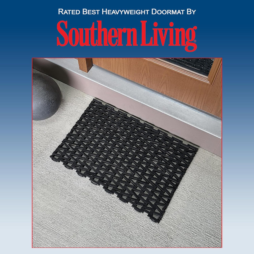 Durite Outdoor Entrance Mat Runner, Recycled Rubber Tire-Link Doormat, Heavy Duty Non-Slip Herringbone Weave, Open