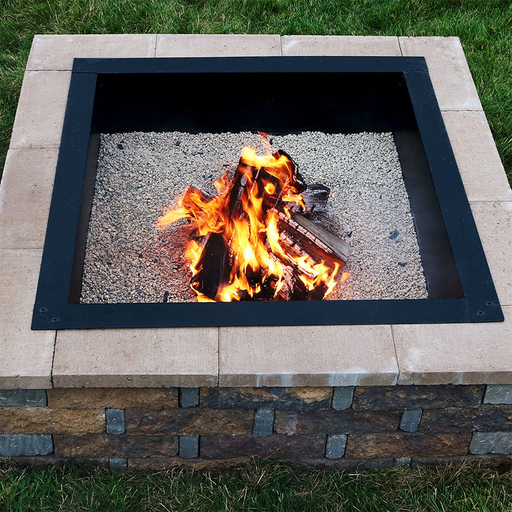 Outdoor Steel Square Fire Pit Ring Insert, 36" Outer / 30" Inner