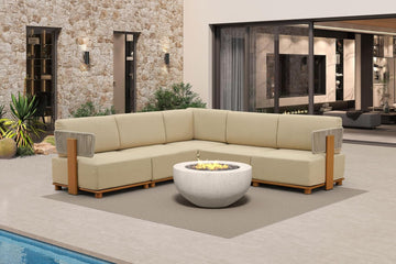 Patio Furniture Set Modular L-Shaped 5 PCS Sectional Sofa | Modular pieces fit your space, 11-in 36D cushions add