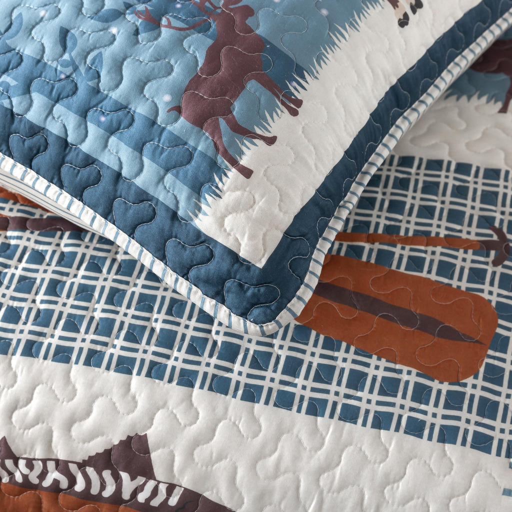 Wildlife Fish Quilt Set, Cabin Bedding, with 2 Shams