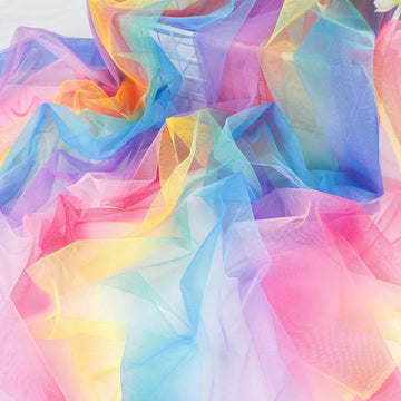 Rainbow Gradient Tulle Fabric for Sewing DIY Crafts Tutu Tulle Dress Making Table Runner Curtain Drapes Home &