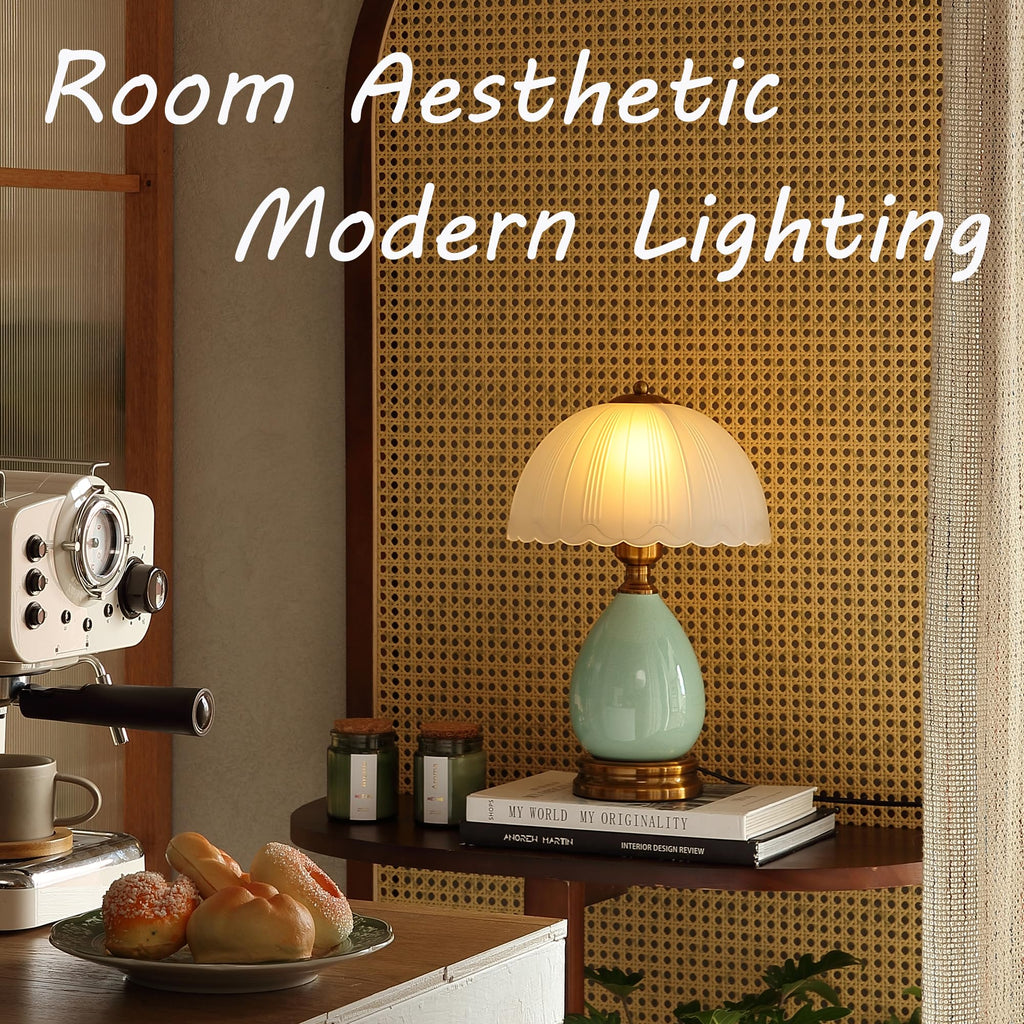 16" Vintage Ceramic Table Lamp, Mushroom Lamps