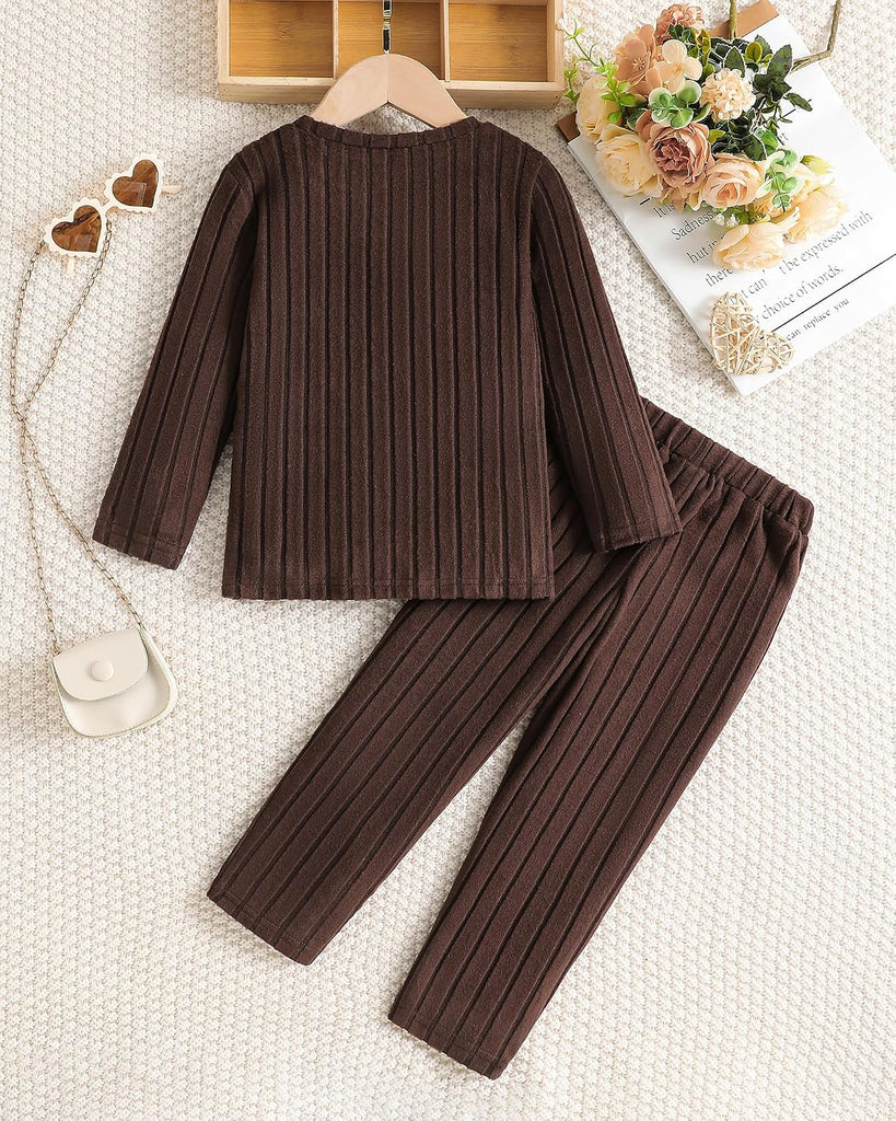 Girl Clothes Casual Crewneck Side Slit Top Leggings Kid Fall Winter Outfits