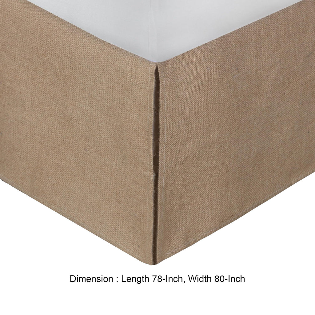 BM307049 15 in. Kuma Polyester Burlap Drop King Size Bed Skirt with Spilt Corners Brown