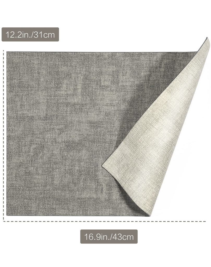 Leather Placemats Table Mats Set of 6, Light Grey & Smoky Grey