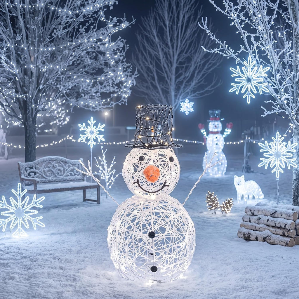 Christmas Snowman Outdoor Decoration Lighted Metal Wire