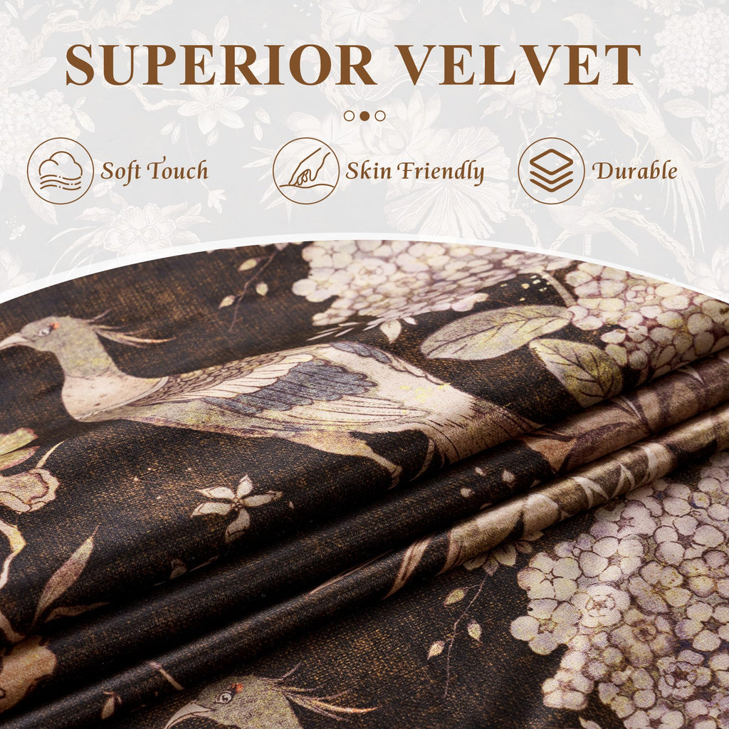 Brown Velvet Curtains Luxury Victorian Floral