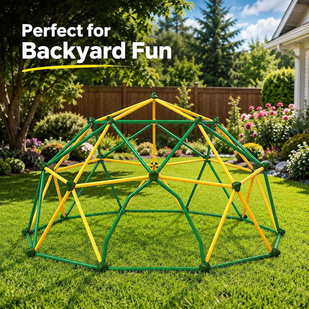13ft Climbing Dome Kids Jungle Gym Outdoor, 1000 lbs Geometric Dome Climber Play Center, Rust & UV Resistant Steel