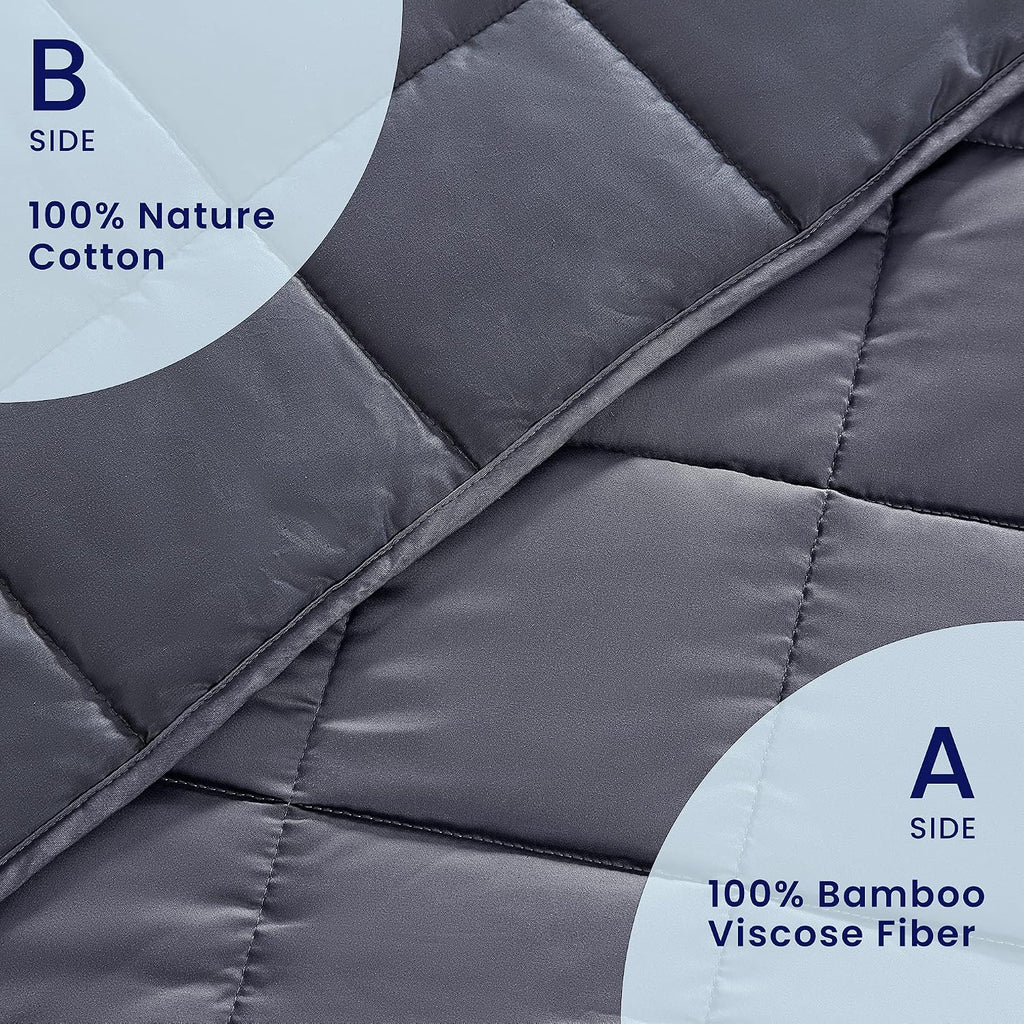 Reversible Cooling Weighted Blanket 20 lbs Queen 60x80 inches Pressue Relief Blanket for Adults with Premium Glass