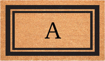 152961830A Black Border 18" x 30" Monogram Doormat, (Letter A)